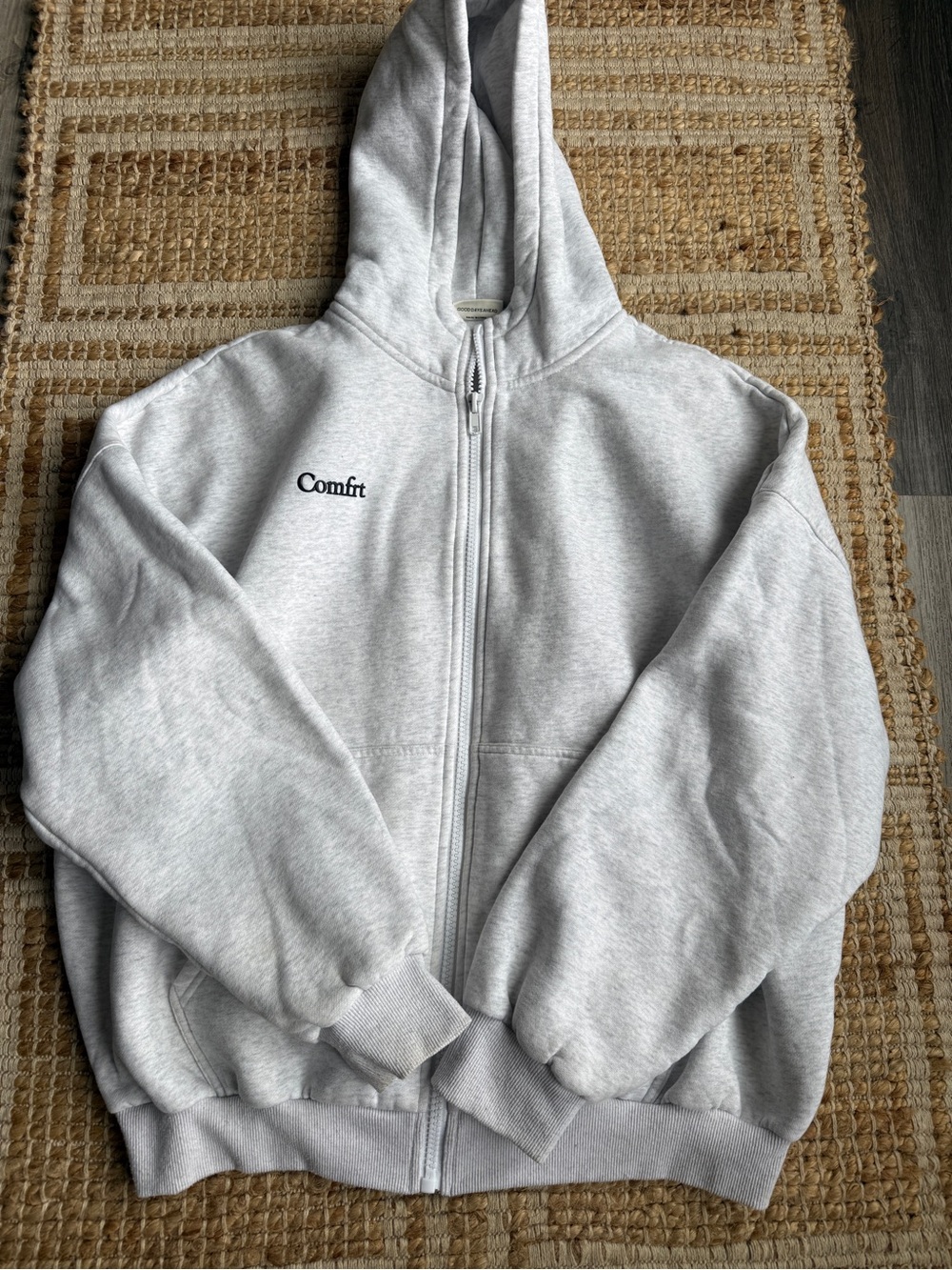 Comfort Mens Light Gray Zip-Up Hoodie Sweater